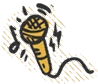 a yellow microphone with black lines