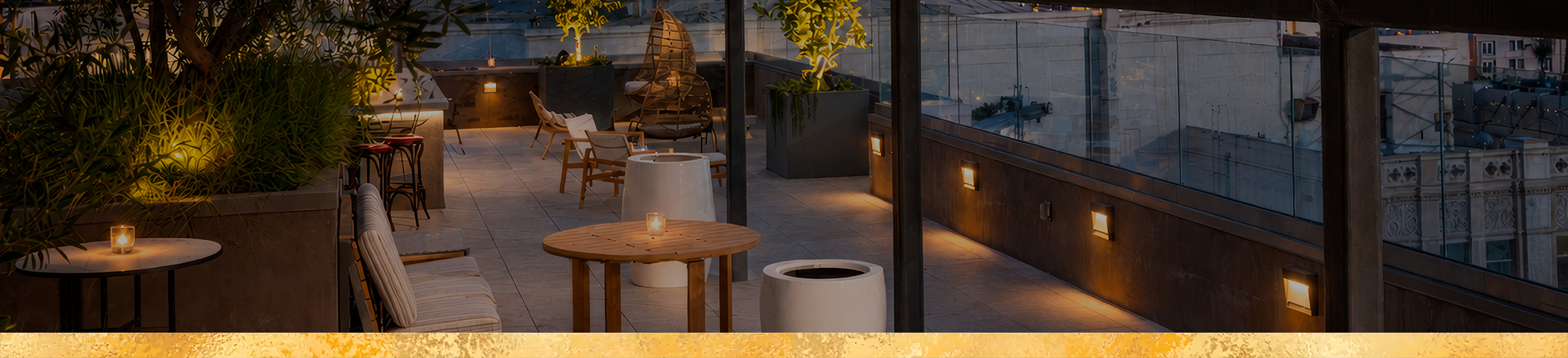 a patio with a table and chairs