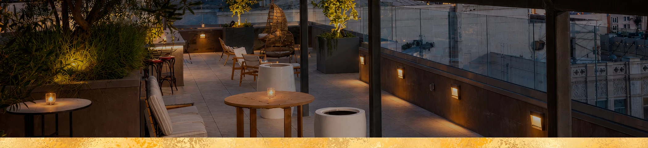 a patio with a table and chairs