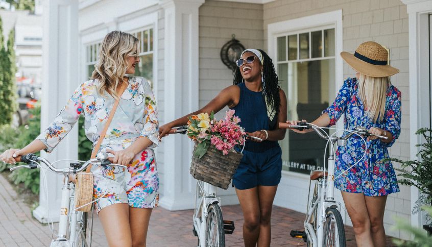 a group of women on bicycles