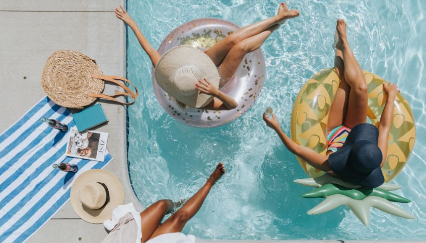 a group of women in a pool