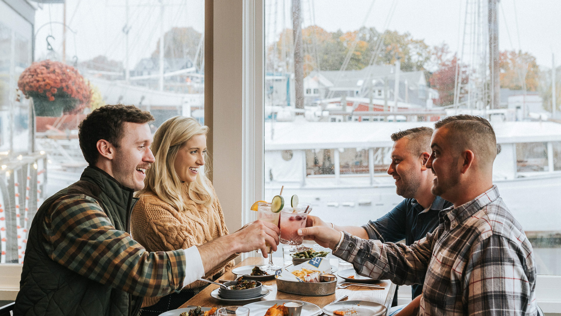 a group of people sitting at a table