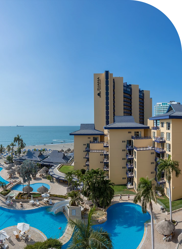 a resort with a pool and a beach
