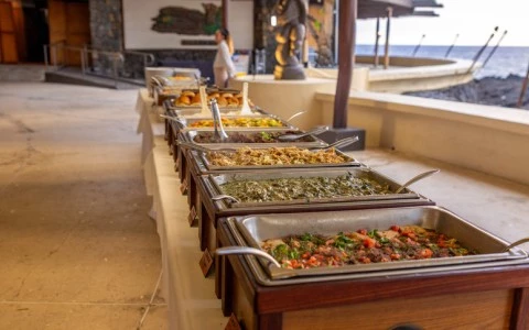 a row of food on a table