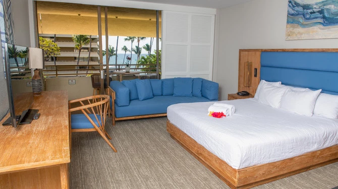 a room with a bed and a couch