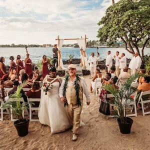 guests at the wedding ceremony aerial view