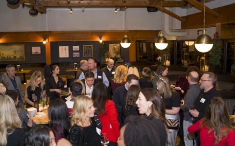 a group of people in a room