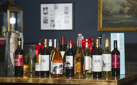 a table with bottles of wine