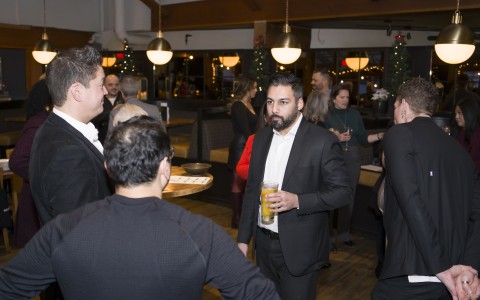 a group of people in a room