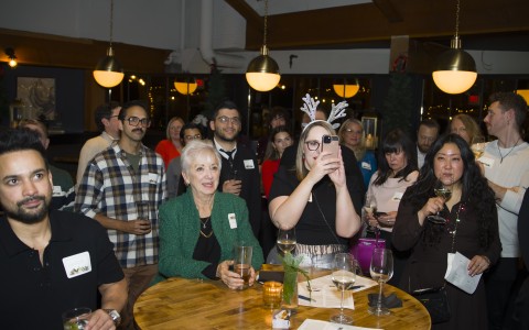 a group of people at a table