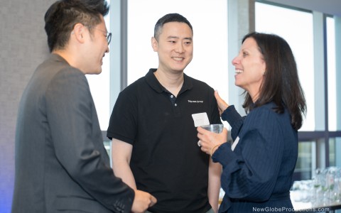 a group of people talking