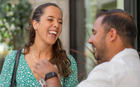 a man and woman laughing