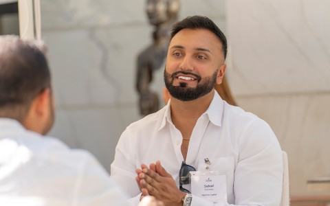 a man in a white shirt