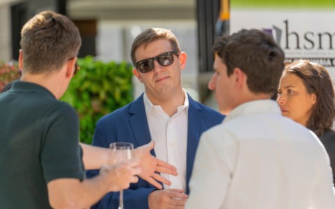 a group of men talking