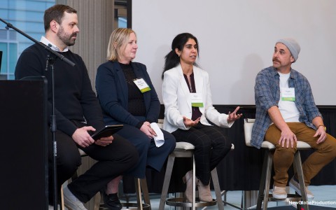 a group of people sitting in chairs