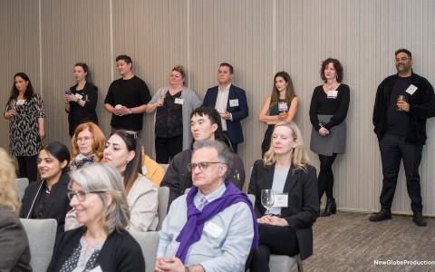 a group of people in a room