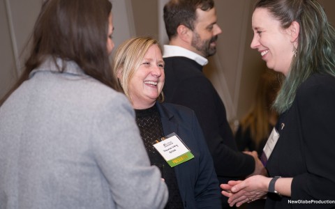 a group of people talking