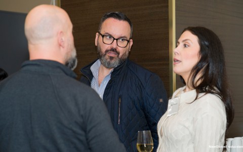 a group of people talking