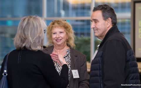 a group of people talking