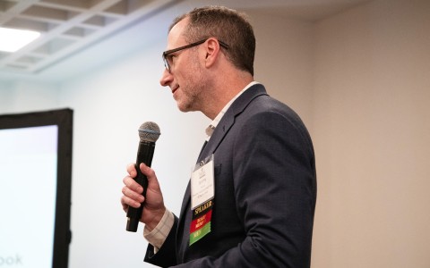 a man holding a microphone