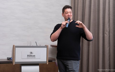 a man holding a microphone