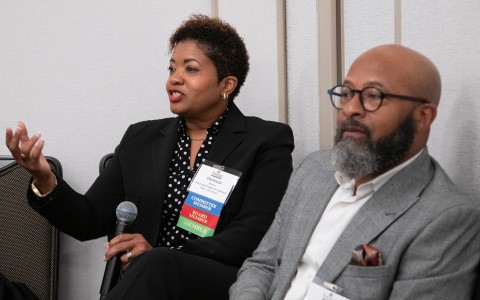 a man and woman sitting in chairs