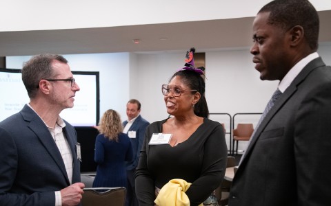 a group of people in a room