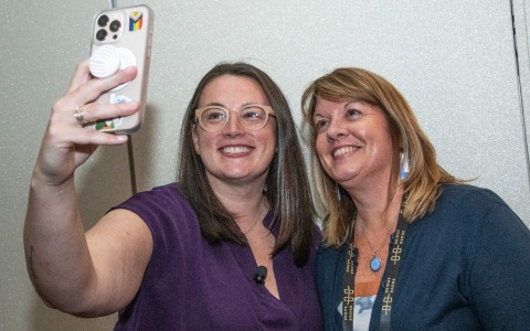 two women taking a selfie