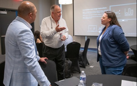 a group of people in a room