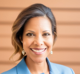 a close-up of a woman smiling