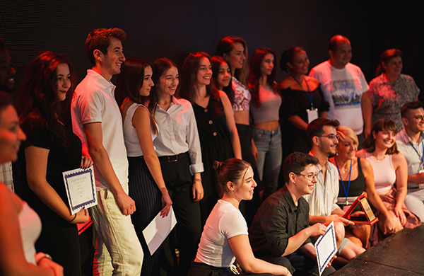 a group of people standing together