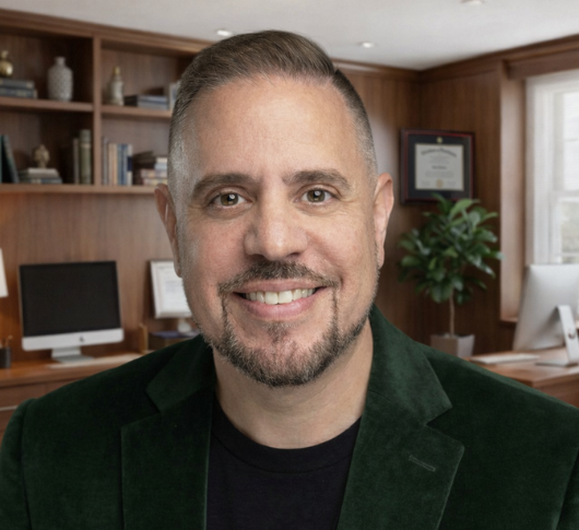 a man in a green suit