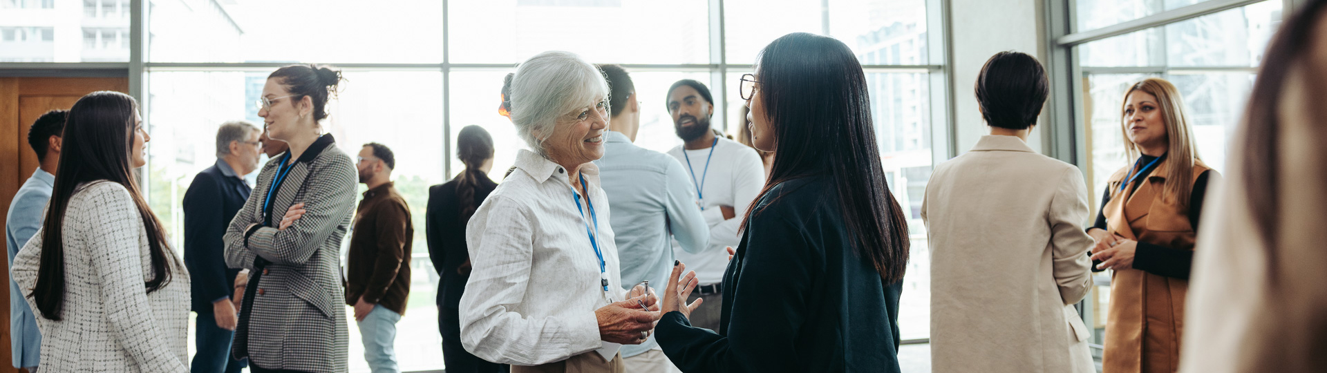 a group of people talking