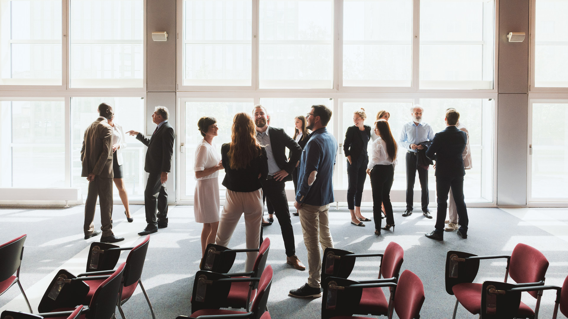 a group of people in a room