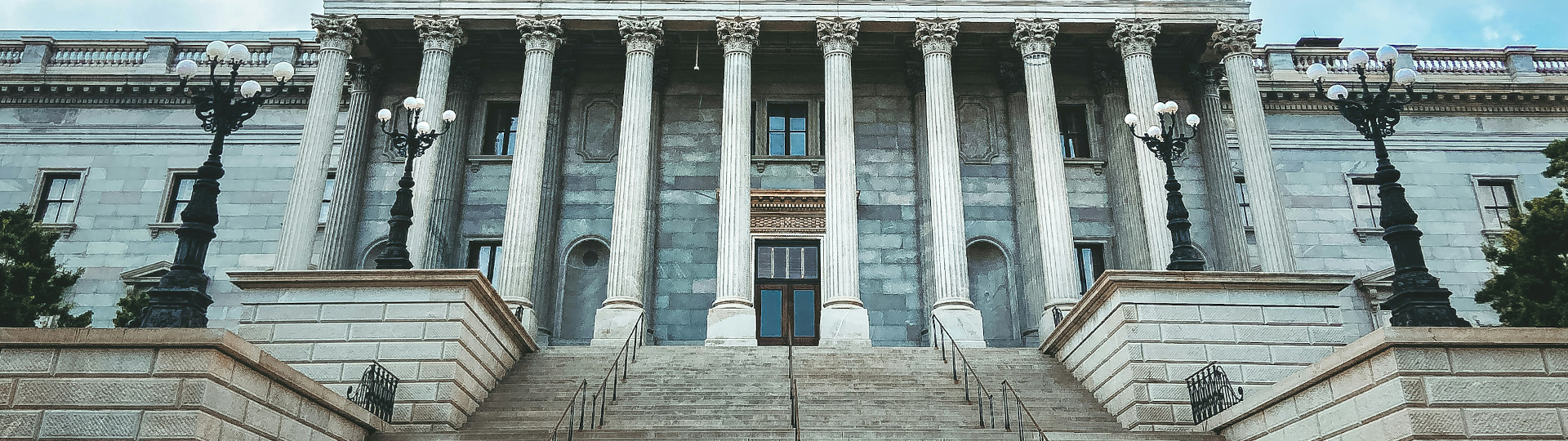 a building with columns and stairs