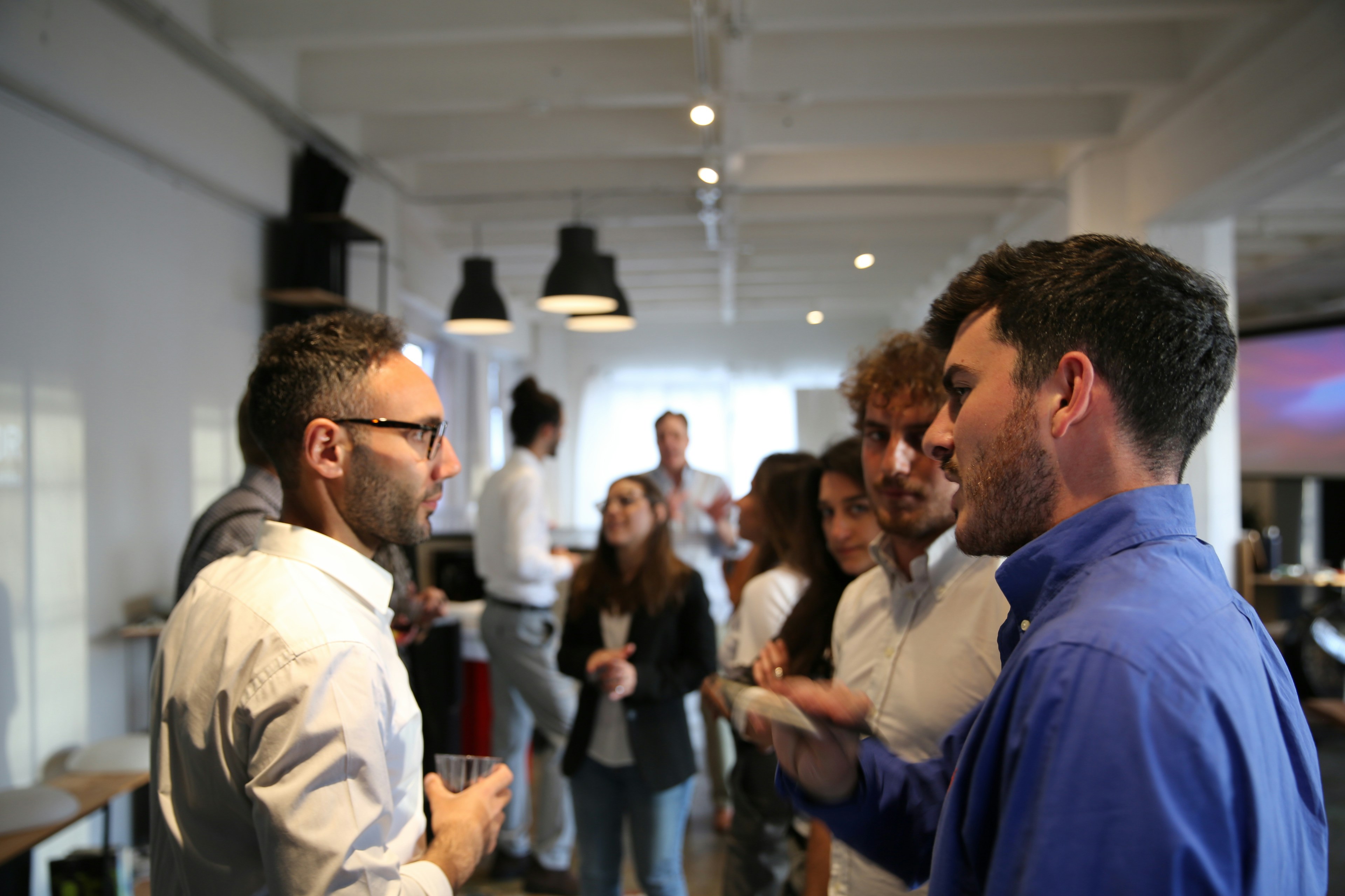 a group of people in a room