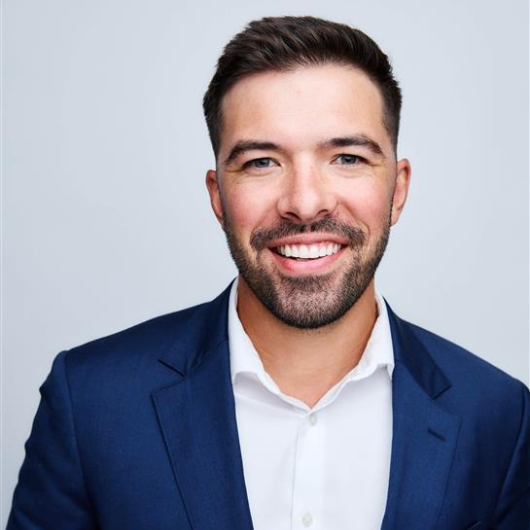 a man in a blue suit