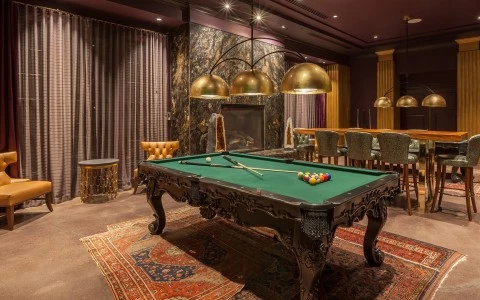 a pool table in a room
