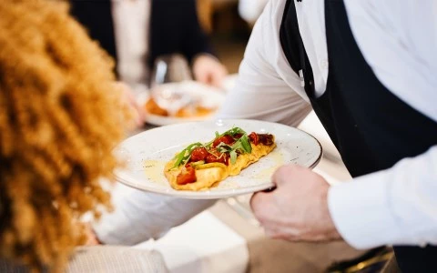 a person holding a plate of food