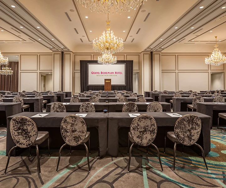 a room with tables and chairs