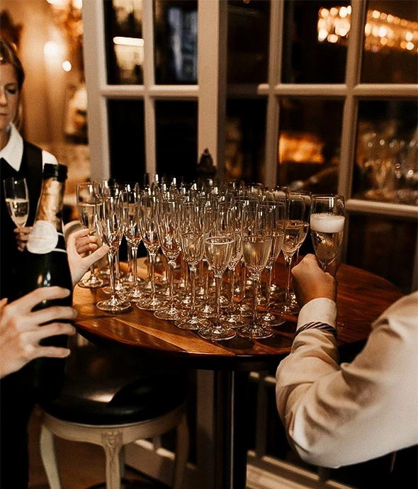 Champagne filled glasses 
