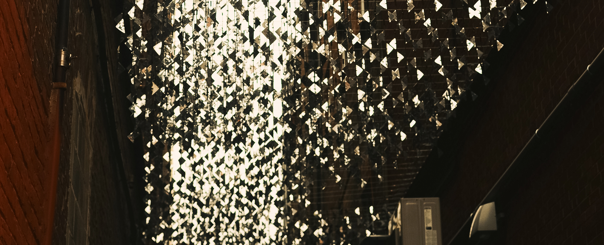 glimmering decorations on a wall