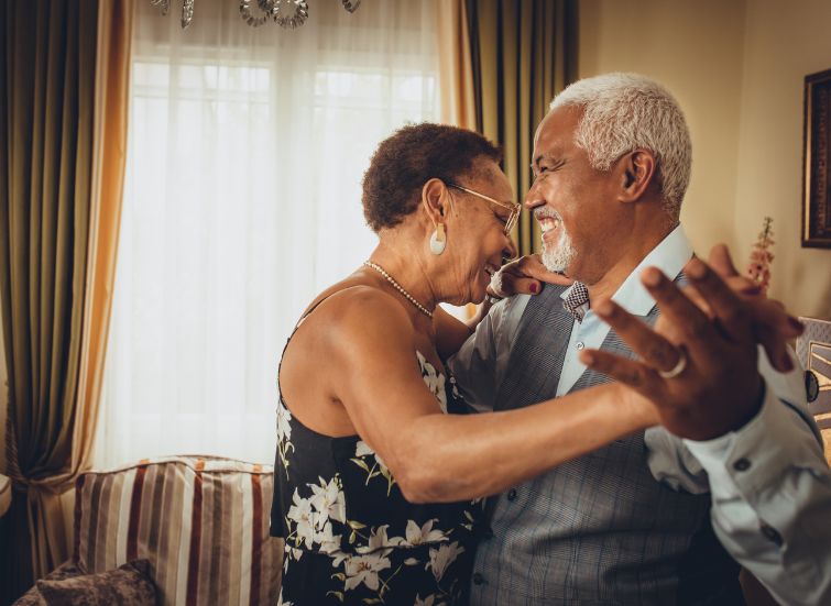 a man and woman dancing