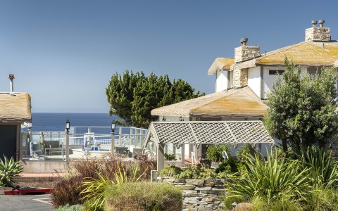 a house with a large body of water