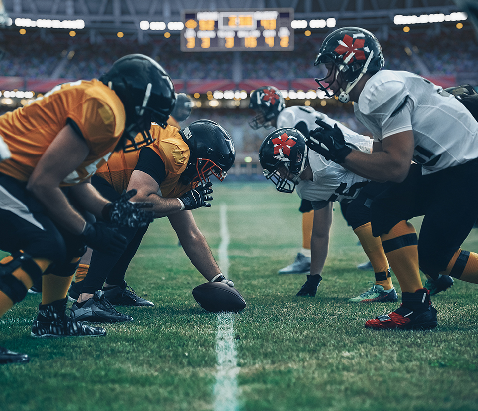 a group of football players on a field