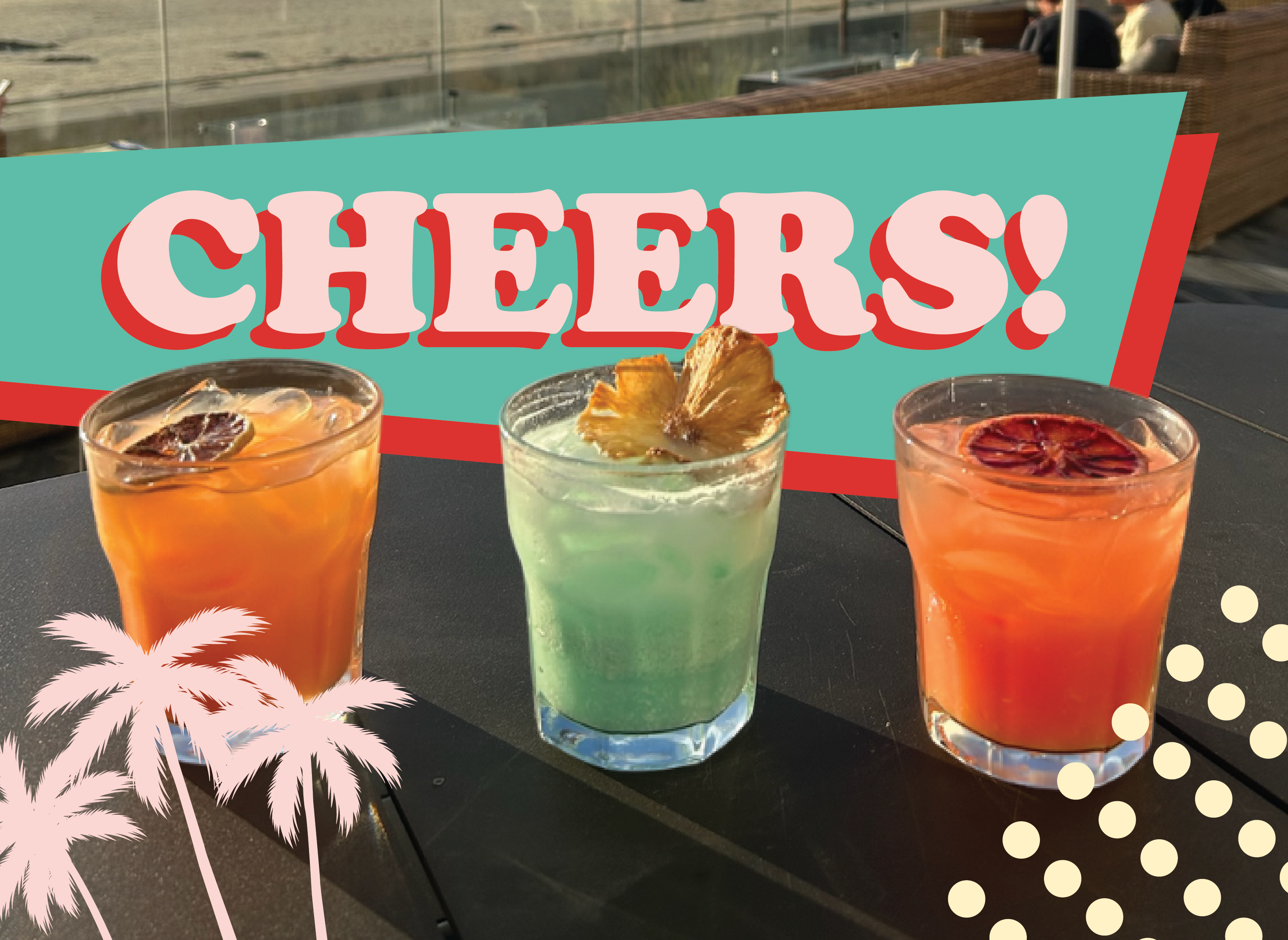 a group of drinks on a table