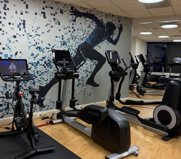 a room with exercise machines