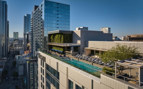 a rooftop pool on a building