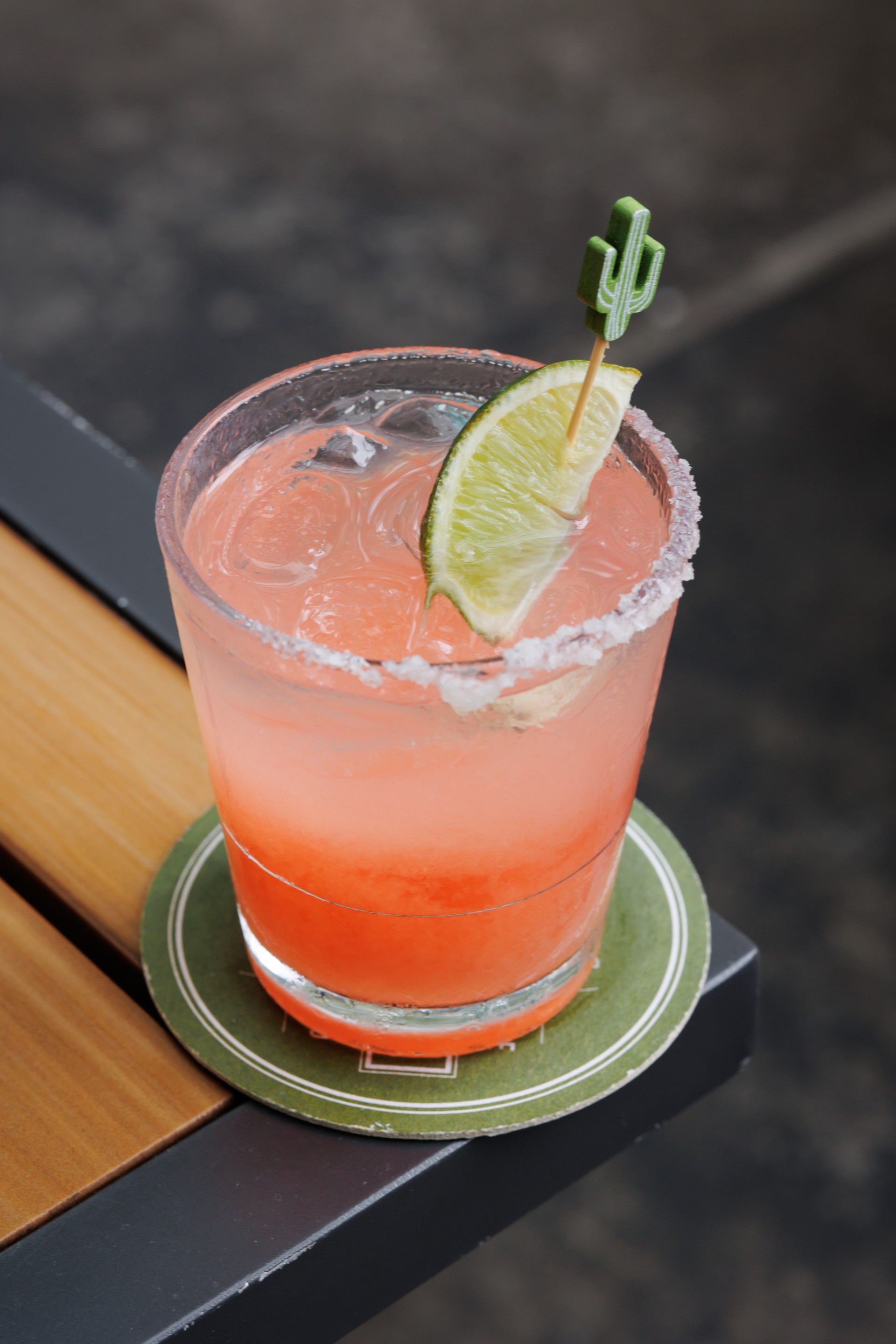 a drink with a cactus on top