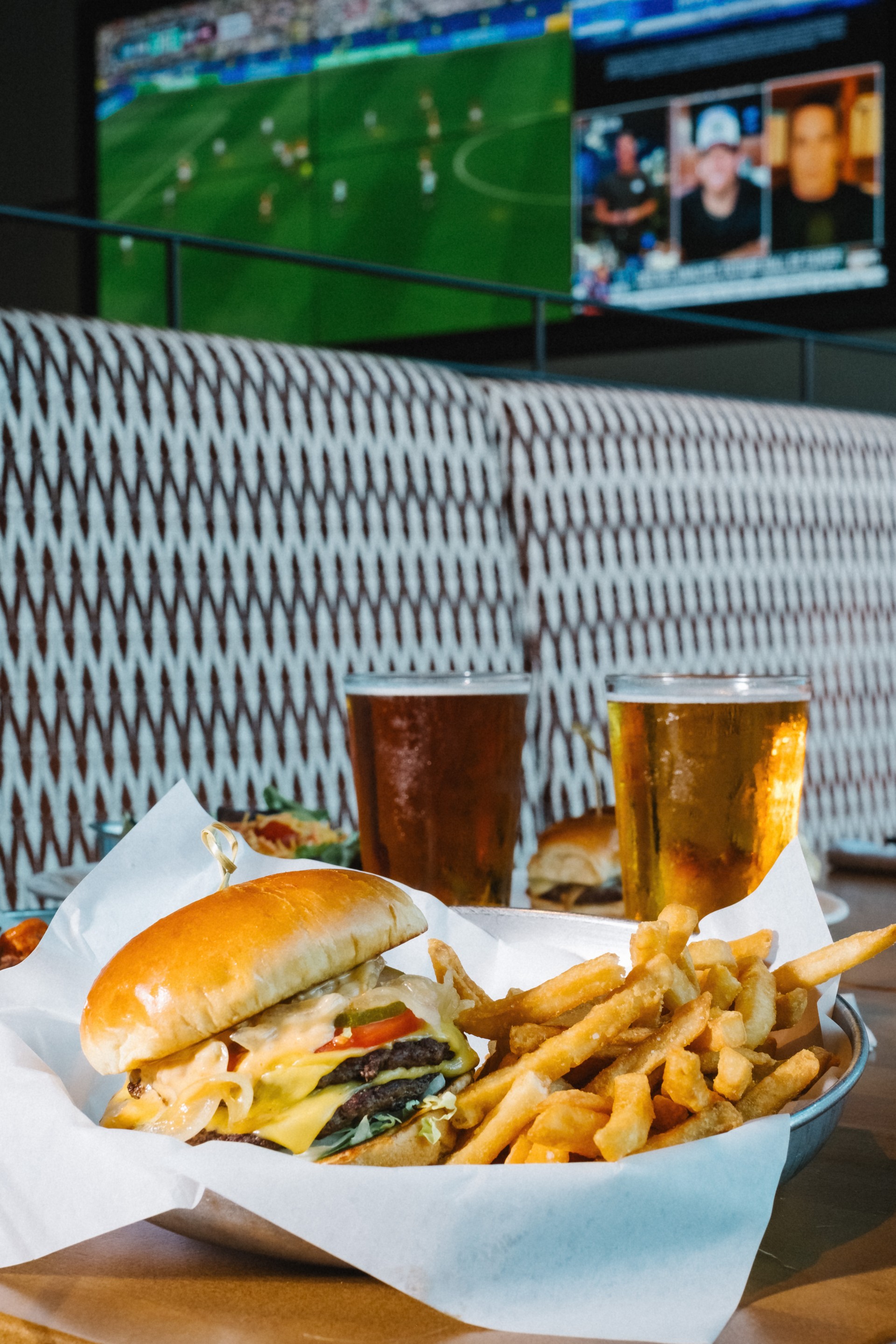 a plate of food and a drink on a table